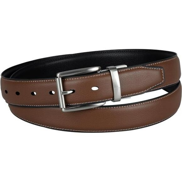 Dockers Mens Reversible Belt Rotating Buckle Casual Dress Belt Big Tall Sizes - Picture 2 of 7